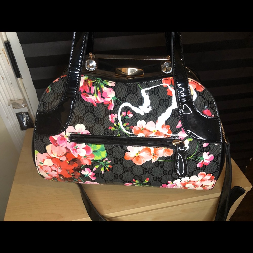 Patent Flower Handbag Purse